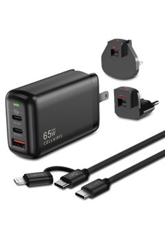 Buy Premium Travel Adapter GaN PD 65W + PD 2in1 Cable - Black in UAE