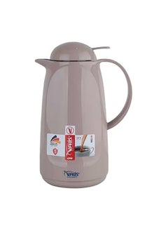 Buy Double Wall Glass Anti-Leakage Wide Mouth Vacuum Flask with Push Cover Light Coffee 1 L 04-509 in Saudi Arabia