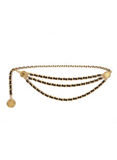 Buy Fashionable Metal Tassel Waist ChainK gold chain + black fiber leather K gold chain + black fiber leather in UAE