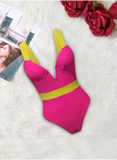 Buy Swimsuit Women Medium Size Push Up Bra Neon Bandage Swimwear Bathing Suit Swimming Suit Pink / M(Bust 92-98/Waist 67/Hip 76) in UAE