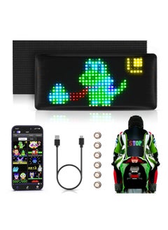 اشتري Rechargeable Mini LED Sign, 7.2''x3.4 Wireless Bluetooth LED Message Sign, Small Light Sign for Car, Smart App Control Programmable Custom LED Matrix Panel for Home Decor, Car, Party في الامارات