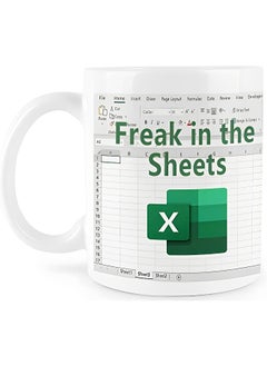 Buy Funny Quotes "Freak In Sheets" Office Quotes for Finance Accountants | Printed Ceramic Coffee Mug 325ml in UAE