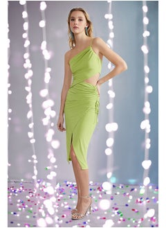 Buy Light Green Wrap Knitted Window/Cut Out Detailed Dress TPRSS24EL00004 in Egypt