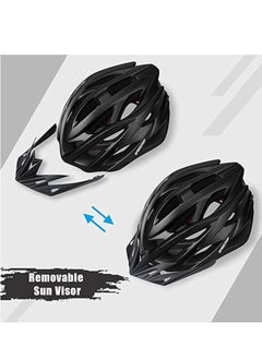 اشتري Bicycle helmet, portable multifunctional protective helmet with warning lights and detachable sun visor, suitable for male and female cycling, skateboarding, black في السعودية