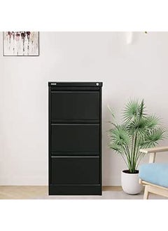 Buy Steel Curved 3 Drawers Filing Cabinet Black 102.5x46.5x62cm in UAE