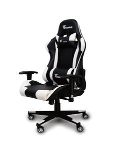 Buy Swivel leather video gaming chair with armrest and lumbar support, BLACK&WHITE in Saudi Arabia