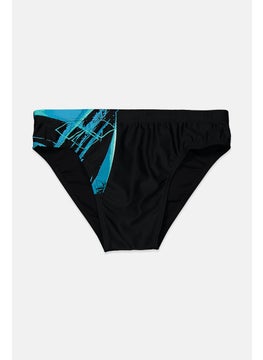 Buy Women Drawstring Bikini Bottom, Black and Turquoise in Saudi Arabia