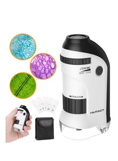 Buy HUTACT Pocket Microscope for Kids, 60X-135X Mini Portable Microscope with 5 Microscope Slides, Handheld Microscope for Children Students in UAE