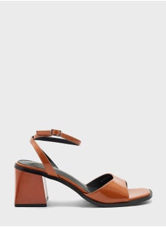 Buy Patent Ankle Strap Block Heel Sandal in UAE