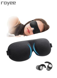 Buy Sleep Mask+Soft Silicone Ear Plugs Set ,100% Blackout Eye Mask for Sleeping,Night Blindfold, Soft and Comfortable with Adjustable Strap Night Eye Mask for Men and Women in UAE