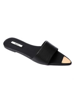 اشتري Metal Accessory Pointed Footbed Slip On Slipper - Black في مصر