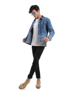 Buy Full Buttoned Casual Denim Jacket_Meduim Blue in Egypt