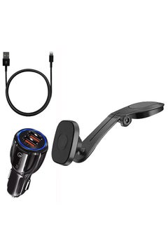 Buy Car Holder metal Magnetic mobile base for car With car charger and iPhone cable in Saudi Arabia