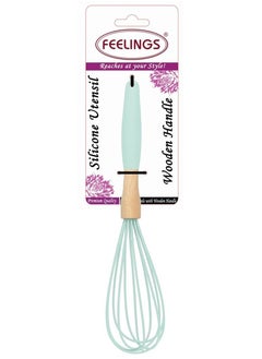 Buy Silicone Whisk with Wood and TPR Handle Assorted Color 30cm in UAE