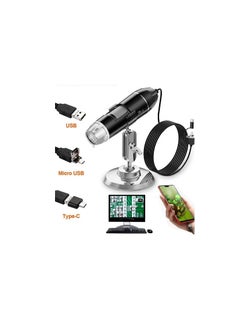 Buy USB Microscope, Digital Handheld 50X-1600X Magnification Endoscope Mini Video Camera with 8 Adjustable LED Lights, Compatible with Windows 7/8/10/11 Mac Linux Android (with OTG) in UAE