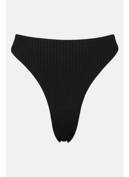 Buy Women Ribbed Pull On Bikini Bottom, Black in UAE