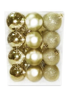 Buy Christmas Balls Shiny Matt Glitter Gold 5cm 24Ct in UAE