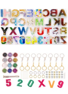 Buy 186Pcs Alphabet Silicone Resin Casting Molds Kit, Reversed Letters & Numbers Epoxy Casting Molds with Pin Vise Set for DIY Making Keychain/House Number Resin Crafts in UAE