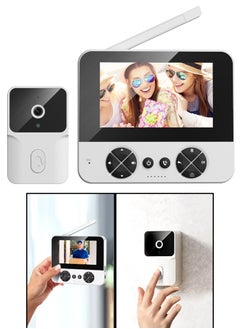 Buy Smart HD Video Doorbell with Built In Screen and Wireless Intercom, Easy Punch Free Installation, Infrared Night Vision, Motion Detection and Remote Access for Home Security Surveillance in UAE