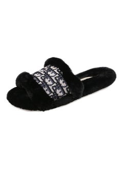 Buy Printed Bedroom Slippers Black in Saudi Arabia