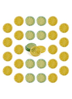 Buy Highly realistic home party decorative model of artificial lemon slice fruit (20 yellow +10 green) in UAE