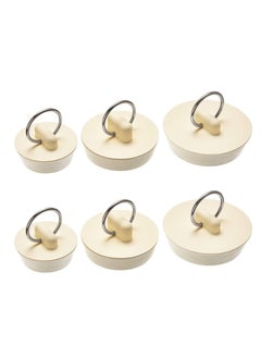 Buy 6 Pieces Rubber Sink Stopper Set Drain Stopper Plug with Hanging Ring for Bathtub, Kitchen and Bathroom, 3 Sizes, White in UAE