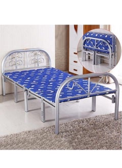 Buy Metal Folding Bed Silver & Blue Color - Single Size (L x W x H) 190 x 90 x 70 cm in UAE