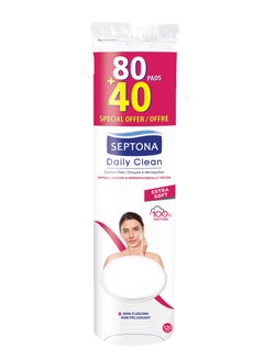 Buy Septona Daily Clean Cotton Pads - Extra Soft - 80+40 - 120 PCS in Egypt