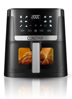 Buy Air Fryer 7L with Window, Stainless Steel Air Fryer Oven LED Touch Screen for 12 Presets, Easy Clean Airfryer for Home of 4 with Automatic Shut Off, Oilless, Ptfe Free, Dishwasher Safe, 1800W in UAE