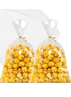 اشتري 100 Pack 6"x10" Clear Plastic Cellophane Bags with 3" Twist Ties Goodie Bags, for Candy Bags, Cookie Bags, Treat Bags, Gift Wrapping, Decorations, and Food Storage في السعودية