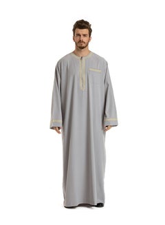 Buy Ethnic Loose Embroidered Round Neck Robe for Men in Saudi Arabia