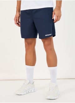 Buy Minimal Text Print Mesh Running Shorts with Drawstring Waist in Saudi Arabia