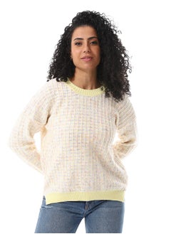 Buy High-Low Hip Long Sleeves Pullover_Yellow, White & Blue in Egypt