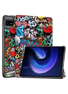 اشتري Smart Tablet Case for Xiaomi Pad 6 / Xiaomi Pad 6 Pro Lightweight Trifold Stand Smart Case Cover with Auto Wake/Sleep Graffiti في السعودية