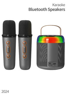 اشتري Karaoke Portable Wireless Bluetooth Speaker with Double Microphone One Click Original Vocal Elimination Auto Connection at Startup Colorful Ambient Light Ideal for Family Gatherings and Entertainment في السعودية