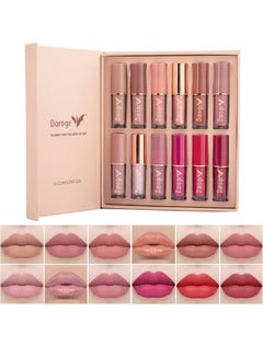 Buy 12 Pieces Book Style Velvet Matte Liquid Lipstick Gift Set With Long Lasting & Waterproof Formula 30 ml in UAE