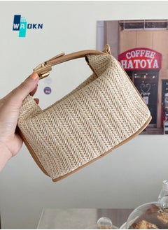 Buy Women's Straw Shoulder Bag, Ladies Fashionable Casual Handbag Tote Bags Clutch Bag, Large-capacity Crossbody Bags Sling Bag Side Bag Carry Bag for College Students and Teenagers in Saudi Arabia