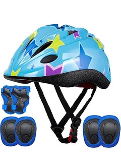 اشتري Kids Helmet Adjustable with Sports Protective Gear Set Knee Elbow Wrist Pads for Toddler Ages 4 to 10 Years Old Boys Girls Cycling Skating Scooter Helmet في السعودية