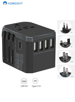 Buy Global Travel Universal Adapter, Portable Multifunctional Fast Charging Converter, All-In-One Fast Charger With 3 USB and 1 TYPE-C, 3 Plug Types Suitable for US, EU, UK, AU Multi-Country Power Strip in Saudi Arabia