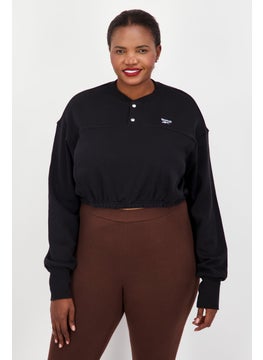 Buy Women Plus Size V Neck Long Sleeve Outdoor Sweatshirt, Black in Saudi Arabia