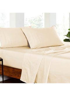 اشتري Premium Bedding Fitted Sheet Set 3-Pcs King Size Sheet  Set With Pillowcases Set, Soft and Silky 35cm Extra Deep Cooling Microfiber Bed Sheet, Pearl Blush في السعودية