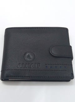 اشتري Alkaif RFID Protected Men Genuine Premium Handmade Leather Wallet Stylish Purse Card Pack Bi Fold Wallet Money Clip Black في السعودية