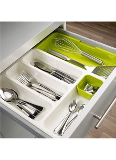 اشتري Polypropylene Drawer store Expandable Cutlery Tray White/Green في الامارات