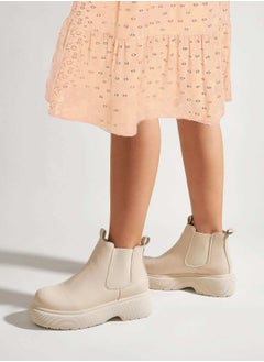 Buy Light pink boots with side elastic in UAE