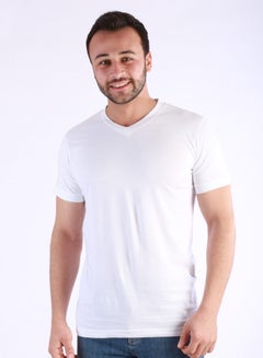 Buy Jet Men T-shirt V-Neck Style And Half Sleeve-White in Egypt