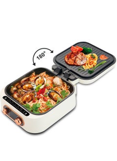 Buy Hot Pot Grill multi-function pot , 3IN1,1800W - R.5409 White , boiling tea or water , bake and  frying meals  with Independent temperature control in Egypt