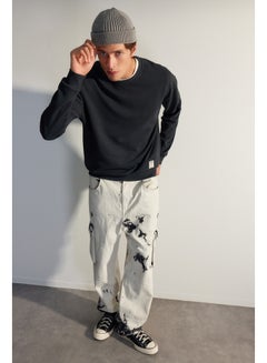Buy Anthracite Men's Limited Edition Basic Relaxed Fit Wash-Effect 100% Cotton Sweatshirt. in Egypt