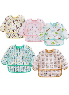 Buy 5 Long Sleeve Baby Bibs Waterproof Sleeve Bibs 3-24 Months Blue 5 Pieces (one Bag) in Saudi Arabia