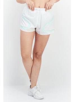 اشتري Women Sportswear Fit Brand Logo Shorts, White Combo في الامارات