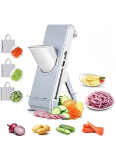 Buy Mandoline Slicer for Kitchen, Adjustable Vegetable Slicer Chopper, Safe Vegetable Cutter with Blade and Container, Multifunctional Food Chopper for Potato Onion Fruit Meat (grey) in Saudi Arabia